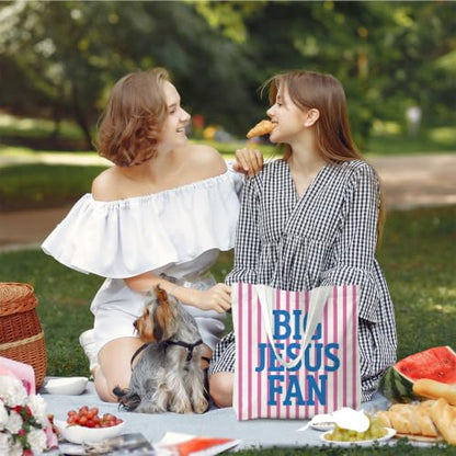 Bible Tote Bags Cute Christian Preppy Canvas Tote Bag Christian Gifts for Women Reusable Shopping Bags(Parent) - color: Big Jesus Fan