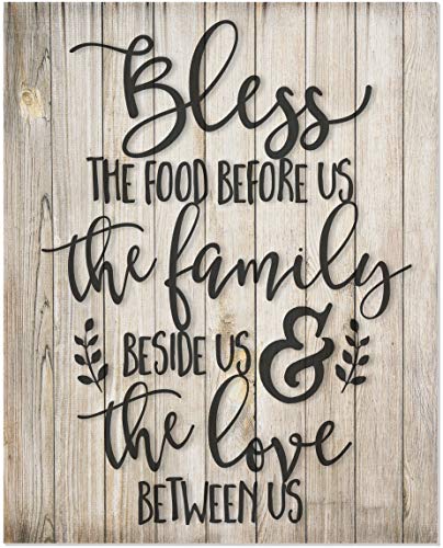 Bless The Food Before Us Rustic Wood Wall Sign (12x15) - color: Brown, size: 15"L x 12"W