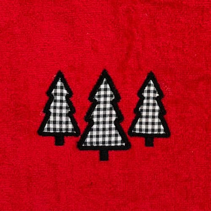 Christmas Red Guest Hand Bathroom Towels, Farmhouse Checkered Tree, 16x26" - color: Farmhouse Holiday