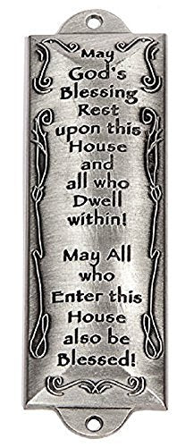 Bless This House Pewter Mezuzah Plaque