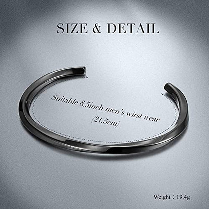 CIUNOFOR Stainless Steel Cuff Bracelets for Men, Men’ Silver Metal Simple Bangle Bracelet, 8.5 inches Inner Circ., Twisted Bracelet for Adult, Viking Jewelry Gift - color: Black gold plated