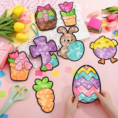 Eersida 32 Sets Easter Suncatcher Craft Kit, Easter Window Art Crafts DIY - style: Easter C