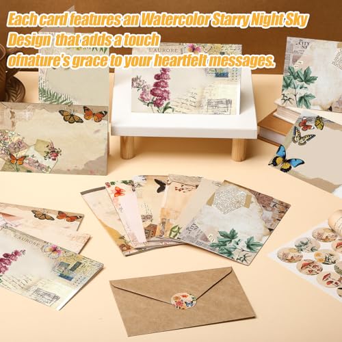 Motiskyy 50 Pcs Blank Greeting Cards 4x6, Blank Cards with Envelopes, 10 Designs, Ideal Stationary Set for All Occasions, Stationary with Matching White Envelope and Sticker(Nature Vintage) - style: Nature Vintage