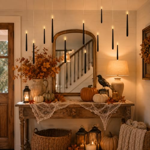 Black Floating Candles with Wand Remote, Hanging Halloween Decorations - color: 12pcs(Black)