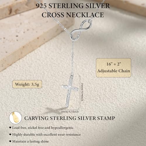 925 Sterling Silver Infinity Cross Necklace for Women - color: Silver