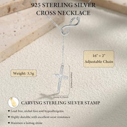 925 Sterling Silver Infinity Cross Necklace for Women - color: Silver