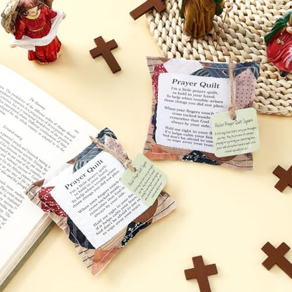 Fanfanwin 2 Pack Prayer Quilt with Cross, Mini Patchwork Scripture, Vintage - style: Vintage