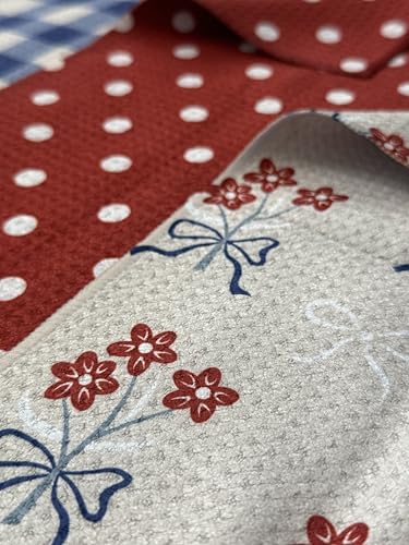 Kitchen Towels, Dish Towels for Kitchen, 3 Pc Kitchen Towel Set - color: Red/White/Blue