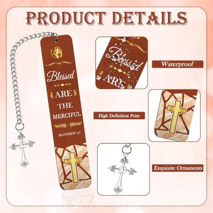 Bible Verse Metal Bookmark Pen Set, Christian Scripture Marker for Women - style: Religious Brown