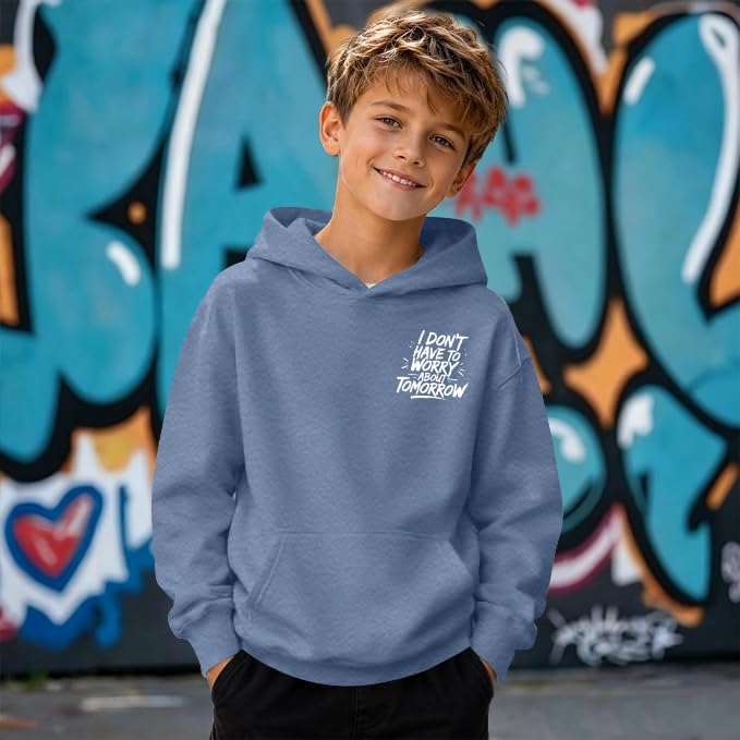 Boys Christian Inspirational Faith Graphic Pullover Hoodie - color: Blue-2, size: 5-6 Years