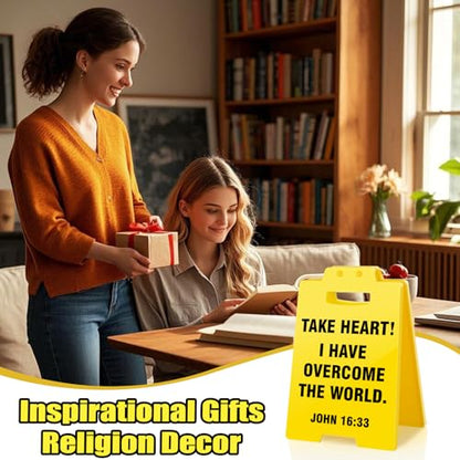 Inspirational Christian Bible Verse - Take Heart! I Have Overcome the World, Quote John 16:33, Positive Office Religion Decor for Women Men Friend Galentines Valentines Day Birthday Gifts - style: I Have Overcome the World