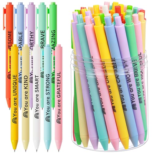 Crtiin 50 Pcs Inspirational Pens Bulk Pastel, Inspirational - color: Pastel, size: 1 Count (Pack of 50)