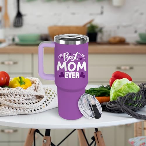 Christian Gifts for Women 40oz Tumbler - Insulated Travel Mug with Handle (Best Mom, 40 Ounces) - color: Best Mom