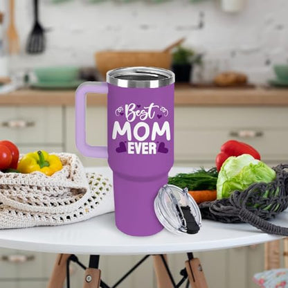 Christian Gifts for Women 40oz Tumbler - Insulated Travel Mug with Handle (Best Mom, 40 Ounces) - color: Best Mom