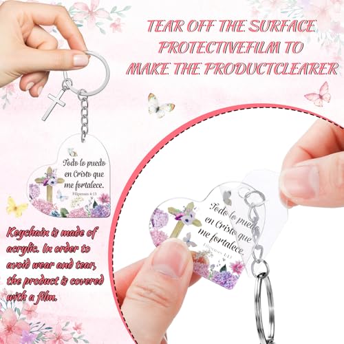 Sureio 100 Sets Spanish Christian Keychain and Cards - style: Romantic Heart