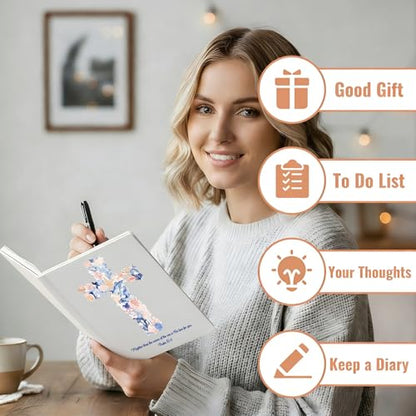 Cross Bible Journal Notebook, Christian Gifts for Women, Seashell Christian Spiral Note Book, Psalm 93:4 Religions Gifts Hardcover Journaling for Church Notes 5.5x8.3 Inch - color: Seashell Cross