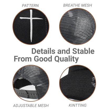 Christian Hats for Men Women,Jesus Cross Hat Christian Religious Gifts for Birthday/Christmas - color: 01.black-silver 02