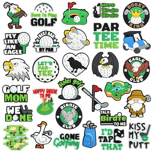 Cute Pins Bulk, Funny Lapel Badge Pins Rubber Brooch Pins for Backpacks, Hats, Bags - style: Golf-30PCS