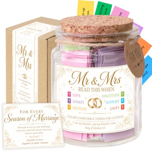 Mr and Mrs Bible Verse Jar, Christian Wedding Gifts for Couples, Gifts for Couple - color: Mr & Mrs