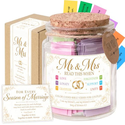 Mr and Mrs Bible Verse Jar, Christian Wedding Gifts for Couples, Gifts for Couple - color: Mr & Mrs