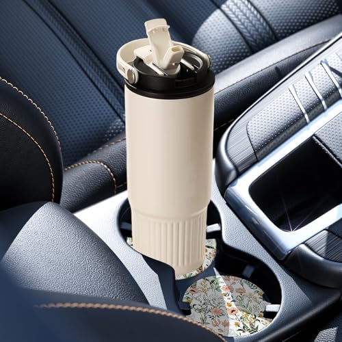 2 Pack Car Coasters for Cup Holders, Cute Car Accessories Interior - color: Flower-grass