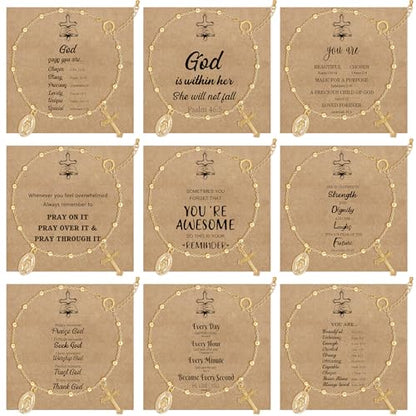 COLOYAN 9PCS Rosary Gold Beads Bracelet for Women - color: A