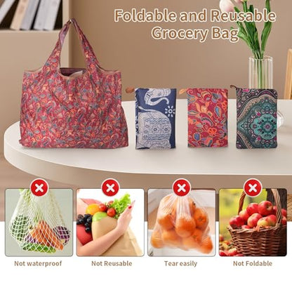 Large Foldable Grocery Bag Set of 3 Reusable Shopping Bags