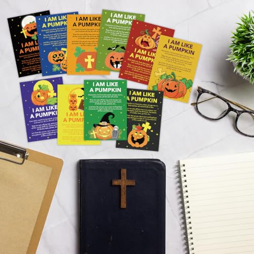 200Pcs Pumpkin Religious Bible Verses Halloween Pocket Prayer Cards2604 - color: Halloween