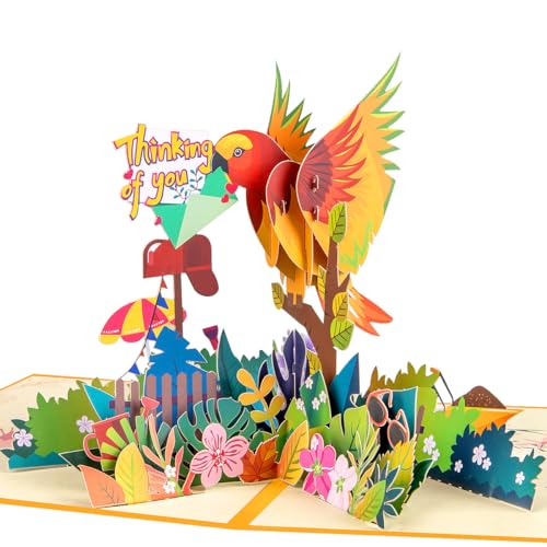 3D Parrot Pop Up Card for Women Men, Thinking Of You Card - color: Parrot
