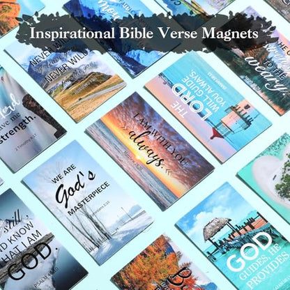 Blosssound 60 Pcs Christian Magnets with Bible Verses, Scenery - style: Scenery Style