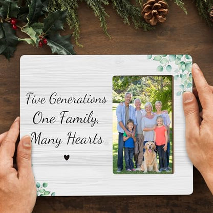 Five Generations Family Picture Frame, One Family Many Hearts, Fits 4x6 Photo - color: Gray