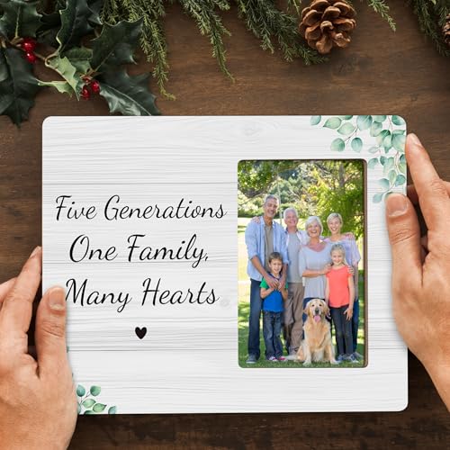 Five Generations Family Picture Frame, One Family Many Hearts, Fits 4x6 Photo - color: Gray