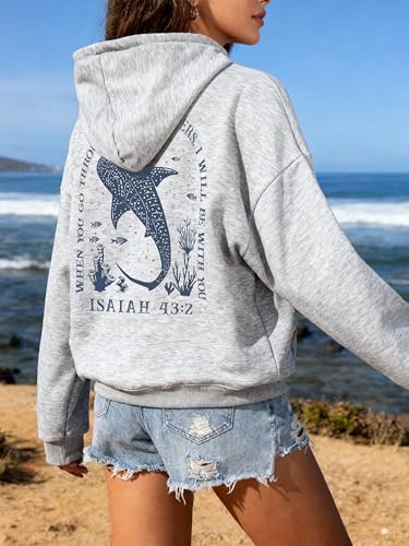 Whale Shark Hoodie Christian Hoodies for Women Men Shark Sweatshirt - color: Black, size: Medium