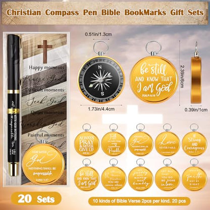 Spakon Christian Gifts, Compass Pen Bookmark Bible Verse - style: Classic