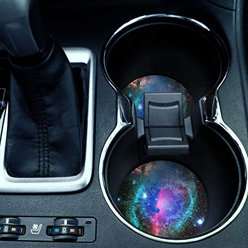 CARIBOU Coasters, Clash of Cosmo Galaxy Design Absorbent Round Fabric Felt Neoprene Car Coasters for Drinks (2.87 inches), 2pcs Set - color: Clash of Cosmo Galaxy