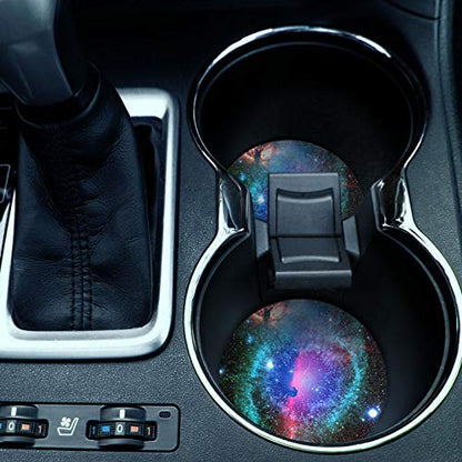 CARIBOU Coasters, Clash of Cosmo Galaxy Design Absorbent Round Fabric Felt Neoprene Car Coasters for Drinks (2.87 inches), 2pcs Set - color: Clash of Cosmo Galaxy