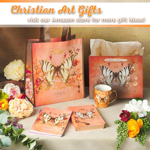 Christian Art Gifts Large Gift Bag with Card & Tissue Paper, Grace - color: Grace/Deep Orange, style: Large Landscape