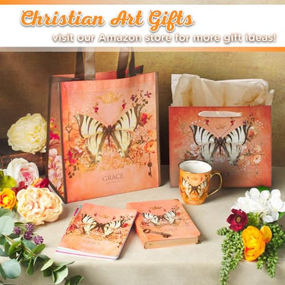 Christian Art Gifts Large Gift Bag with Card & Tissue Paper, Grace - color: Grace/Deep Orange, style: Large Landscape