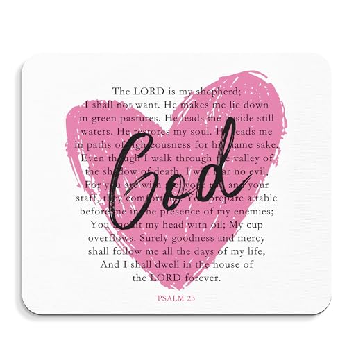 Inspirational Bible Verse Decor Mouse Pad - Pink Motivational Christian Preppy Heart Office Desk Mousepad, Positive Bible Verse Decor, Christian Preppy Gifts, Coworker Gifts, 9.5x8 Inches - color: Heart God