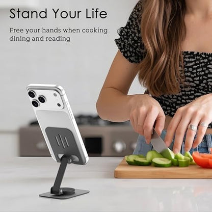Metal Cell Phone Stand for Desk, Multi-Angel Adjustable 360° Rotation Non-Slip and Foldable Mobile Phone Stand, Compatible with iPhone 18/17 Series and All Smartphones, Gray - color: Gray