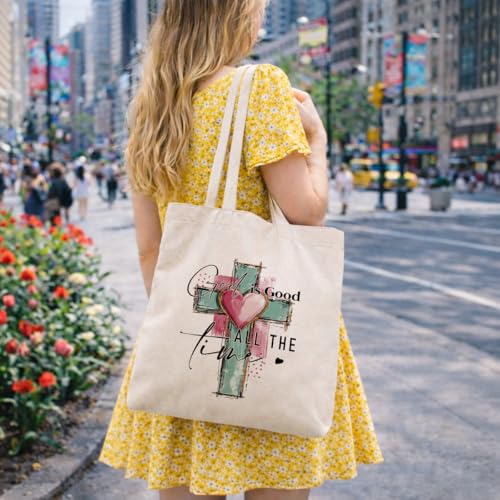 Christian Bible Verse Canvas Tote Bag, Reusable Shopping Bags, Shoulder Bag for Casual Vacation Shopping Work - color: Color03