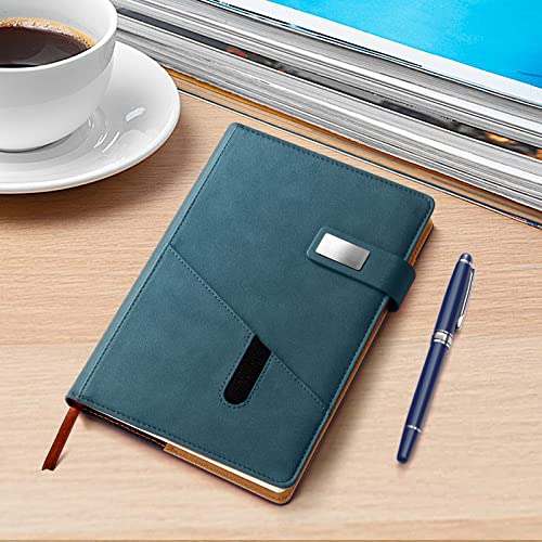 A5 Lined Leather Notebook and Pen Set with Gift Box, 240 Pages Refillable Journal with Pocket and Magnetic Buckle, Hardcover Daily Diary for Men and Women Business Travel Personal Writing- Blue - color: Blue
