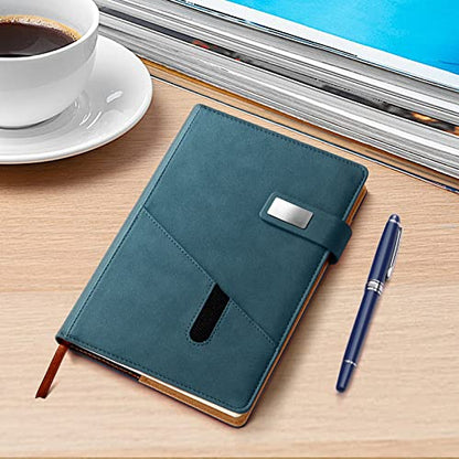 A5 Lined Leather Notebook and Pen Set with Gift Box, 240 Pages Refillable Journal with Pocket and Magnetic Buckle, Hardcover Daily Diary for Men and Women Business Travel Personal Writing- Blue - color: Blue