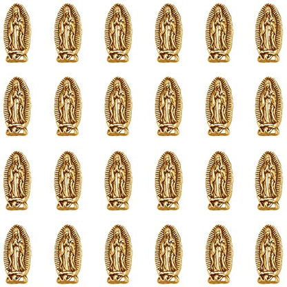 120Pcs Alloy Oval Double-sided Our Lady Religious Spacer Beads Jesus Virgin Mary Loose Beads Charm For Catholic Jewelry Making DIY Rosary Necklace Bracelet