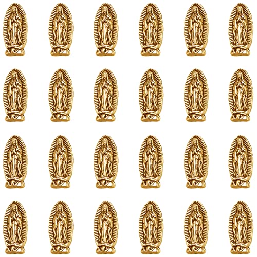120Pcs Alloy Oval Double-sided Our Lady Religious Spacer Beads Jesus Virgin Mary Loose Beads Charm For Catholic Jewelry Making DIY Rosary Necklace Bracelet