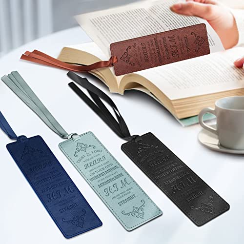 FINPAC Leather Bible Bookmarks, Bible Verse Book Markers - color: Turquoise + Navy