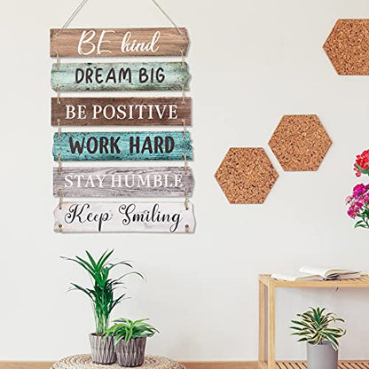 Blulu 6 Pcs Positive Quotes Wall Hanging Plaque Sign, Retro Style - style: Retro Style