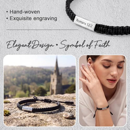 Landical Bible Verses Bracelet Christian Gift Teens Men - style: Romans 12:2