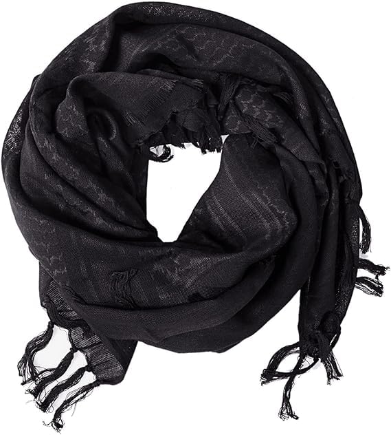 Aonal Military Shemagh Tactical Desert Scarf, Keffiyeh Scarf for Men - color: Black