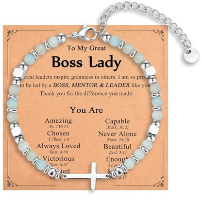 Religious Cross Bracelet for Women Girls, Christian Gifts - color: Boss Lady